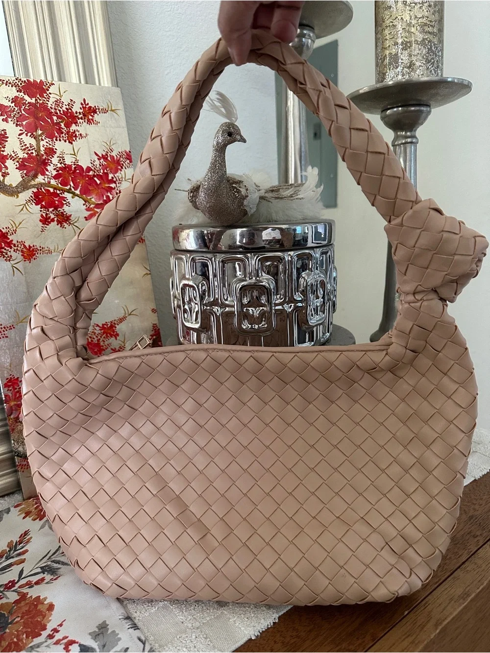 a new day Woven Shoulder Bag in Blush Nude